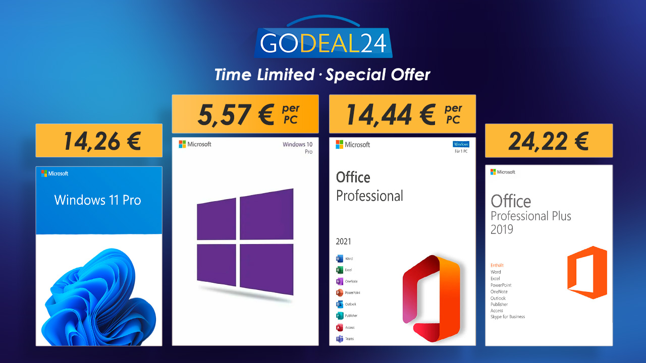 Licencias originales de Windows 10 a partir de € y de Office por €  en godeal24