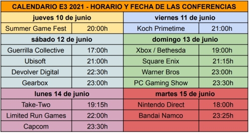 CALENDARIO E3 2021