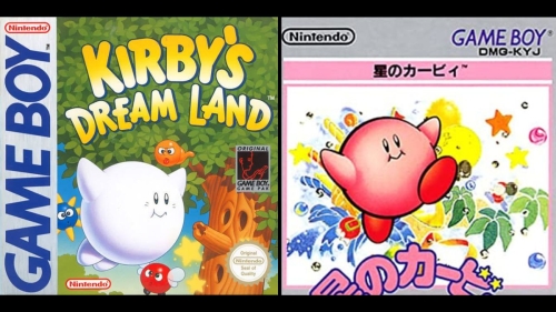 Portada americana y japonesa de Kirby's Dream Land