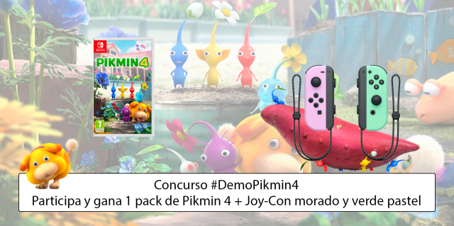 Concurso #DemoPikmin4: Participa y gana un pack Pikmin 4 + Par de mandos Joy-Con Morado y Verde pastel