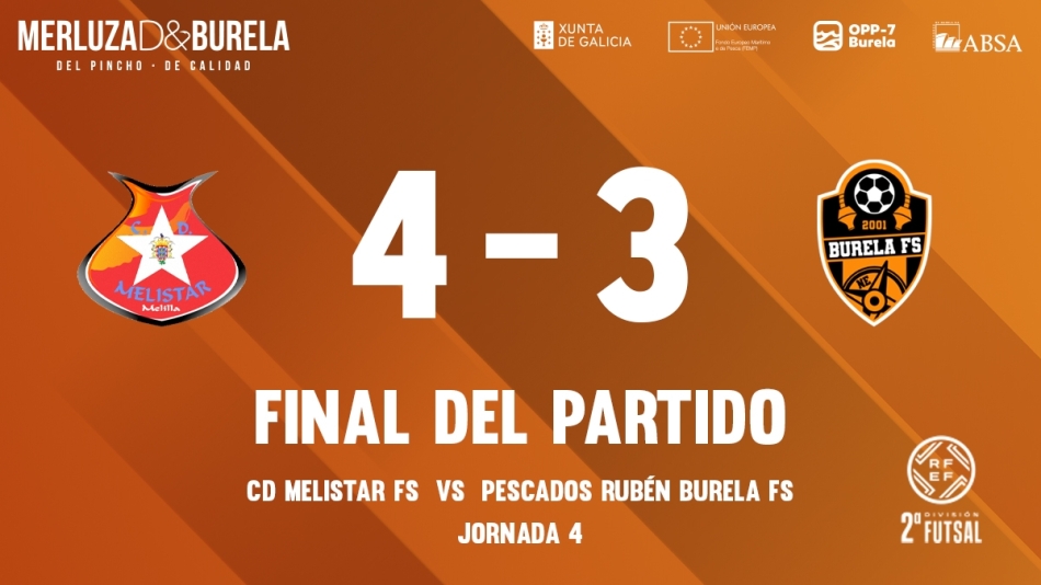 El Pescados Rubén Burela sigue sin arrancar a domicilio y cae por la mínima en Melilla (4-3)