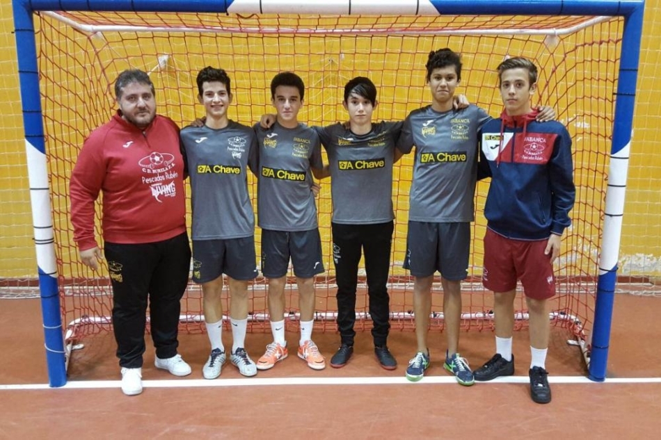 Miguel, Nicolau, Nicholas, Gustavo y David con Lugo Sub-16