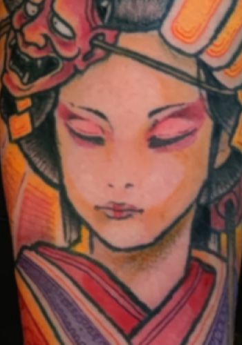 Tatuaje geisha oirÃ¡n japones irezumi color antebrazo