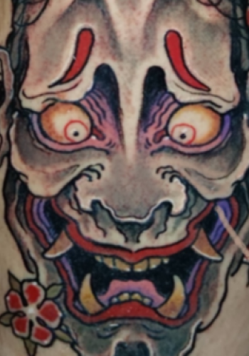 Tatuaje hannya sakuras japones irezumi color galicia