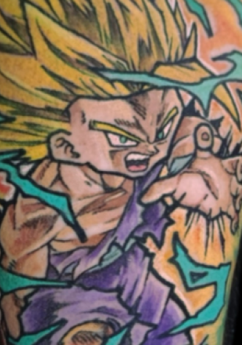 tatuaje gohan dragonballz supersayan anime color