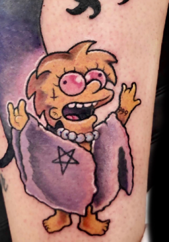 tatuaje lisa lucy cartoon los simpson desencanto color