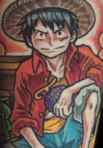 tatuaje luffy one piece anime color