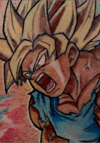 tatuaje son goku anime dragonballz color