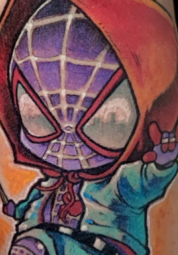 tatuaje spiderman kawaii miles morales color