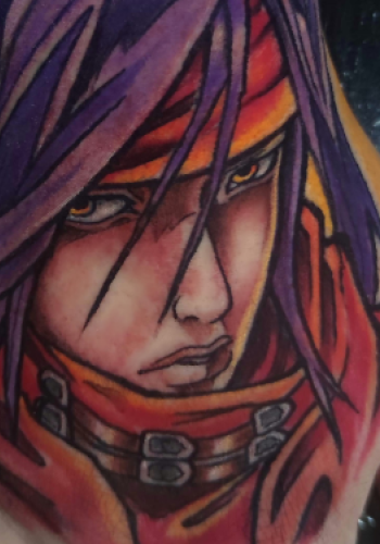 tatuaje vincent valentine finalfantasy7 anime color mano