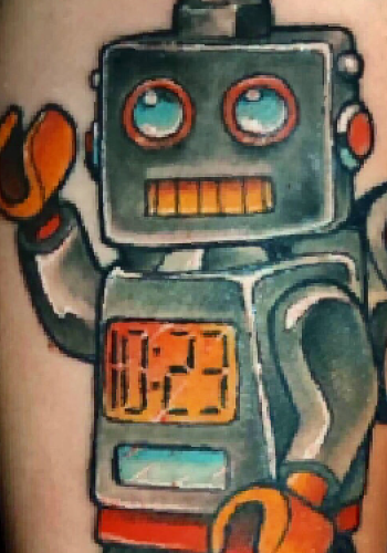 Tatuaje robot juguete color