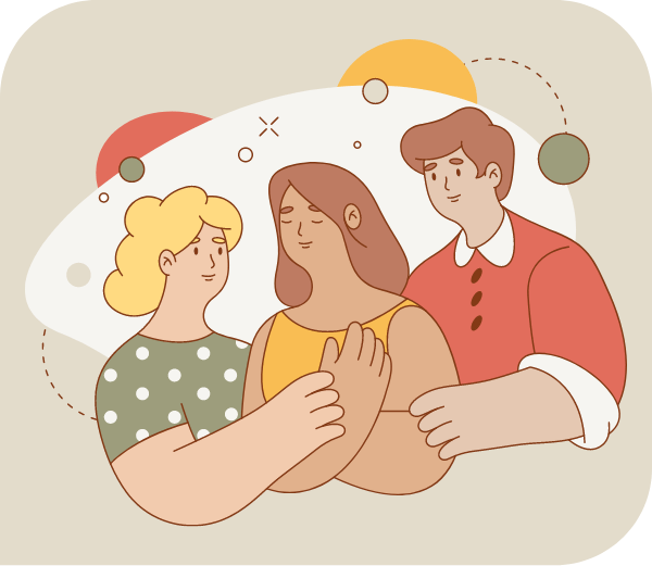 Ilustración de una familia con un padre una madre y una hija