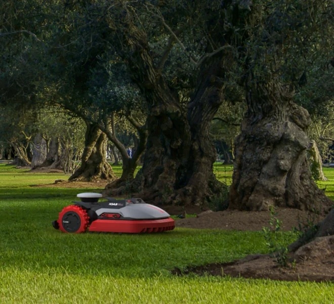 Robot moviéndose entre árboles
