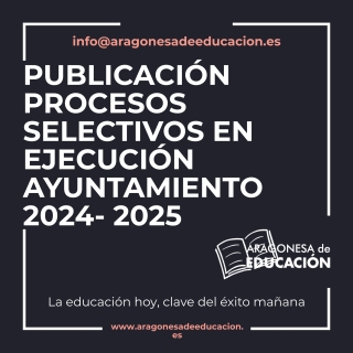 PUBLICACIÓN PROCESOS SELEECTIVOS  EN EJECUCIÓN AYUNTAMIENTO DE ZARAGOZA 2024-2024