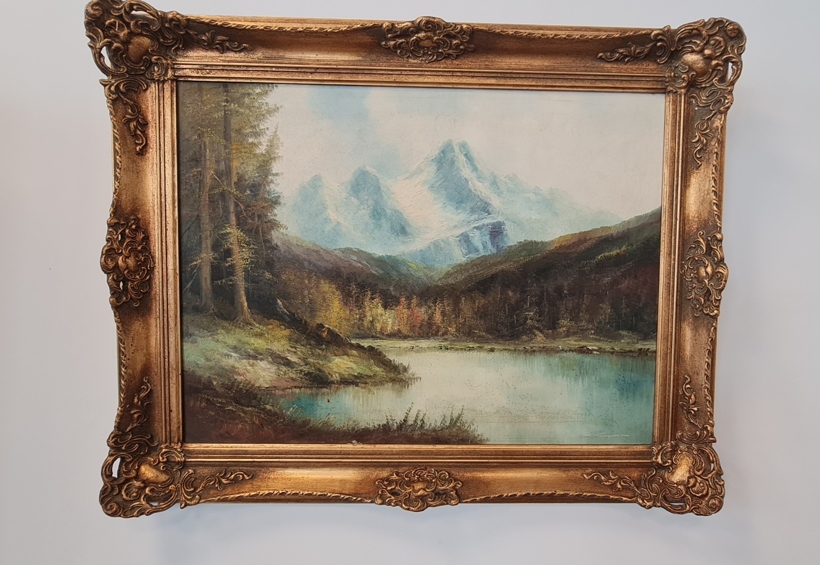 Pintura oleo- lagos y montañas